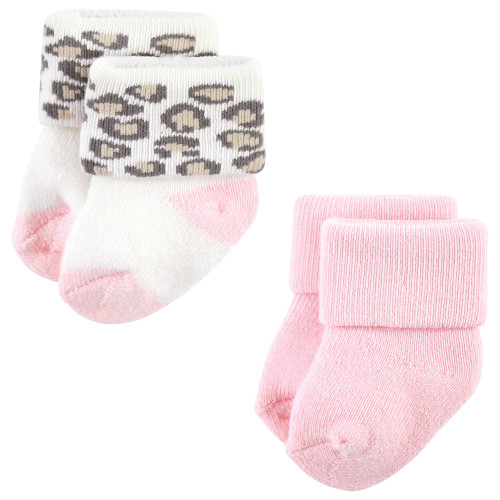 Luvable Friends Newborn and Baby Terry Socks, Leopard 12-Pack