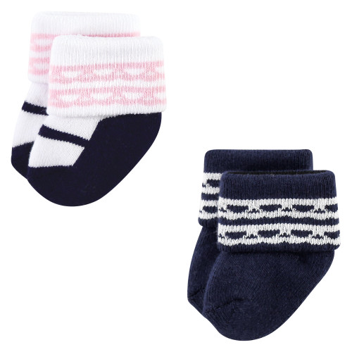 Luvable Friends Newborn and Baby Terry Socks, Pink Scroll 12-Pack