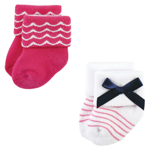 Luvable Friends Newborn and Baby Terry Socks, Bows