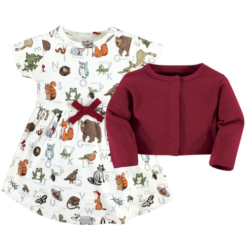 Touched by Nature Organic Cotton Dress and Cardigan, Woodland Alphabet