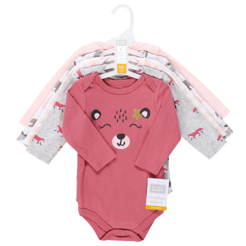 Hudson Baby Cotton Long-Sleeve Bodysuits, Girl Woodland Animals