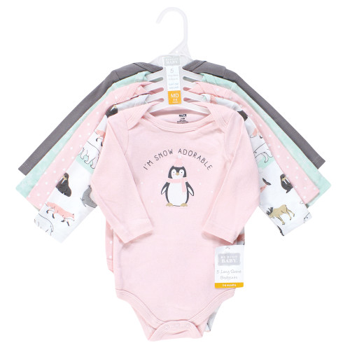 Hudson Baby Cotton Long-Sleeve Bodysuits, Girl Arctic Animals