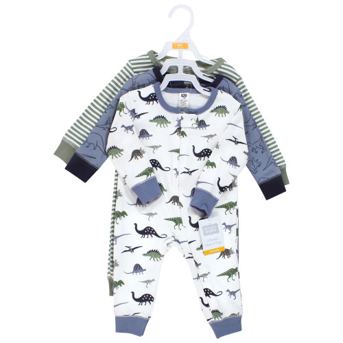 Hudson Baby Cotton Sleep and Play, Blue Green Dino