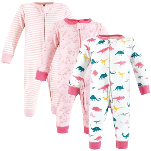 Hudson Baby Cotton Sleep and Play, Girl Dino