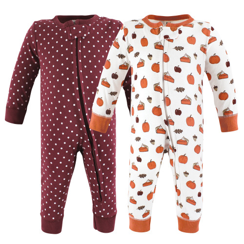 Hudson Baby Girl Cotton Sleep and Play, Pumpkin Pie