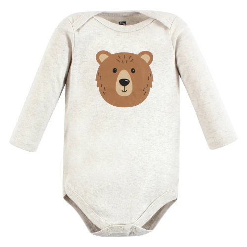Hudson Baby Cotton Long-Sleeve Bodysuits, Brown Bear 7-Pack
