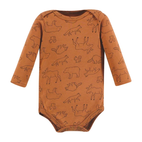 Hudson Baby Cotton Long-Sleeve Bodysuits, Into The Woods Prints 7-Pack