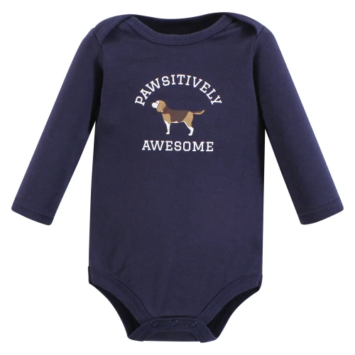 Hudson Baby Cotton Long-Sleeve Bodysuits, Boy Dogs 7-Pack