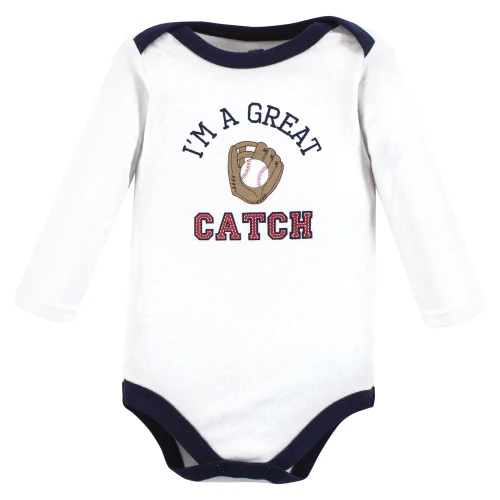 Hudson Baby Cotton Long-Sleeve Bodysuits, Sports Stripes