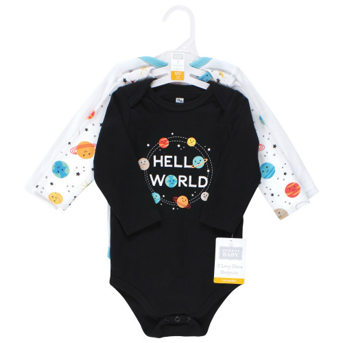 Hudson Baby Cotton Long-Sleeve Bodysuits, Happy Planets 3-Pack