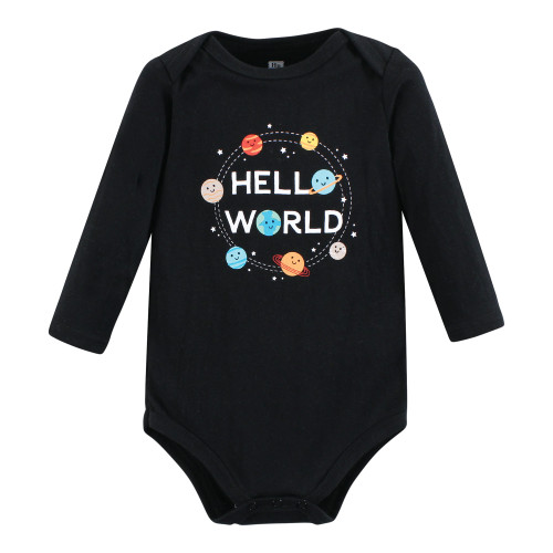 Hudson Baby Cotton Long-Sleeve Bodysuits, Happy Planets 3-Pack