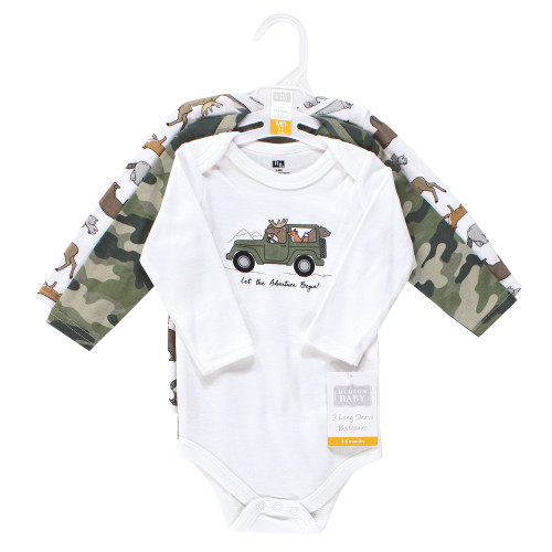 Hudson Baby Cotton Long-Sleeve Bodysuits, Animal Adventure 3-Pack