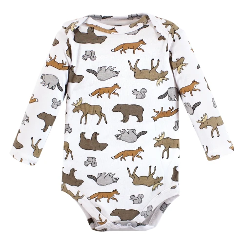 Hudson Baby Cotton Long-Sleeve Bodysuits, Animal Adventure 3-Pack