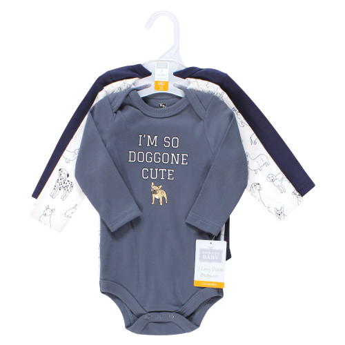 Hudson Baby Cotton Long-Sleeve Bodysuits, Boy Dogs 3-Pack