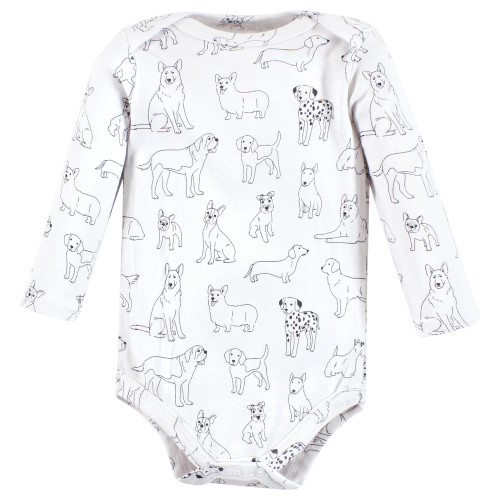 Hudson Baby Cotton Long-Sleeve Bodysuits, Boy Dogs 3-Pack