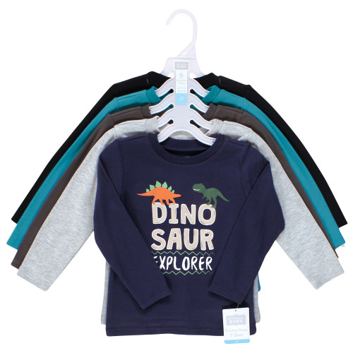 Hudson Baby Long Sleeve T-Shirts, Dino Truck Robot
