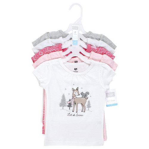 Hudson Baby Short Sleeve T-Shirts, Girl Winter Animals