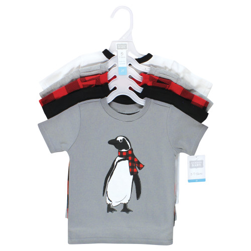 Hudson Baby Short Sleeve T-Shirts, Winter Penguin Moose