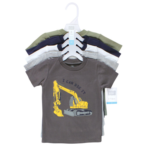 Hudson Baby Short Sleeve T-Shirts, Construction Dino