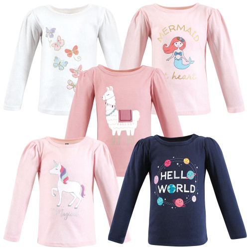 Hudson Baby Infant and Toddler Girl Long Sleeve T-Shirts, Magical World