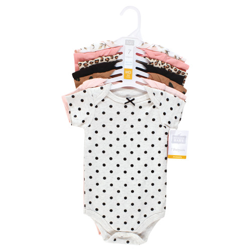 Hudson Baby Cotton Bodysuits, Cinnamon Pink Prints