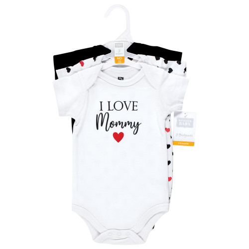 Hudson Baby Cotton Bodysuits, Girl Mommy Red Black 3Pk