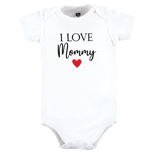 Hudson Baby Cotton Bodysuits, Girl Mommy Red Black 3Pk