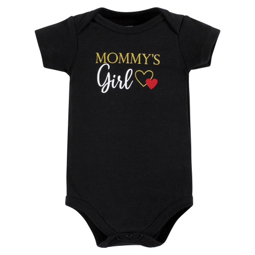 Hudson Baby Cotton Bodysuits, Girl Mommy Red Black 3Pk