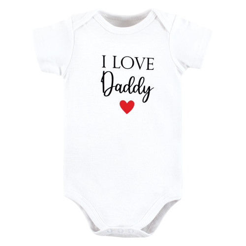 Hudson Baby Cotton Bodysuits, Girl Daddy Red Black 3Pk