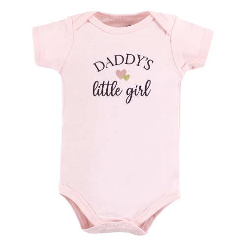 Hudson Baby Cotton Bodysuits, Girl Daddy Pink Navy 3Pk