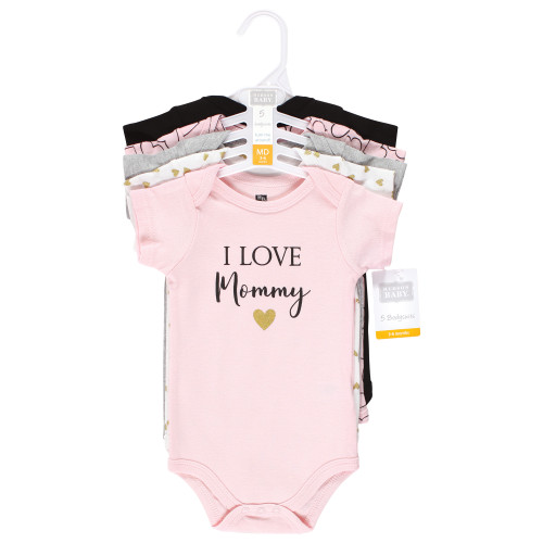 Hudson Baby Cotton Bodysuits, Girl Mommy 5Pk