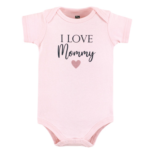 Hudson Baby Cotton Bodysuits, Girl Mommy Pink Navy 5Pk