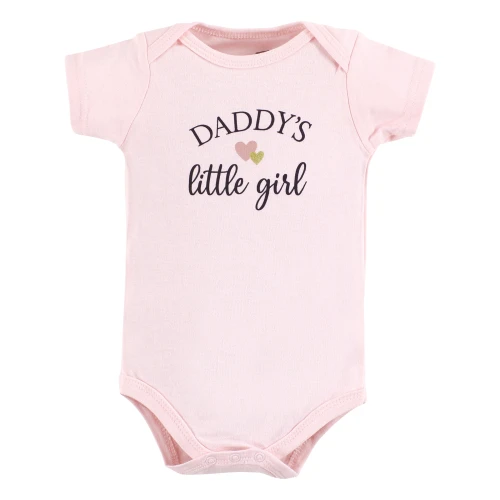 Hudson Baby Cotton Bodysuits, Girl Daddy Pink Navy 5Pk