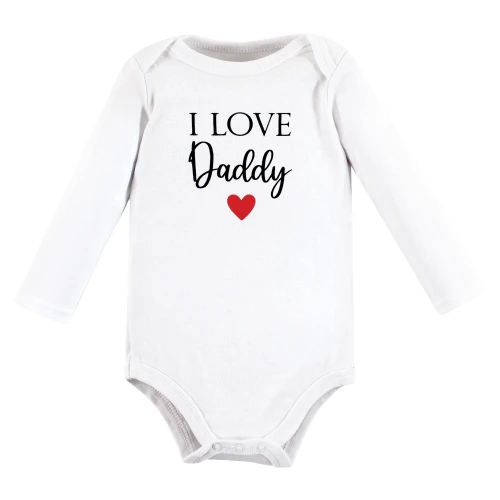 Hudson Baby Cotton Long-Sleeve Bodysuits, Girl Daddy Red Black 3-Pack