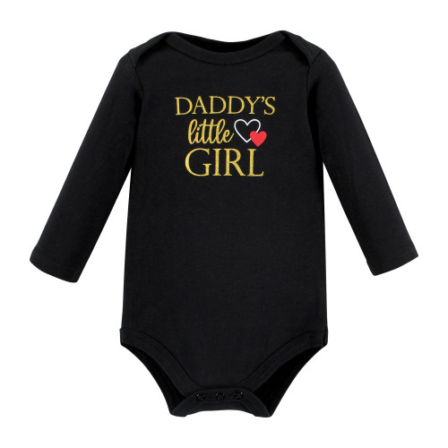 Hudson Baby Cotton Long-Sleeve Bodysuits, Girl Daddy Red Black 3-Pack