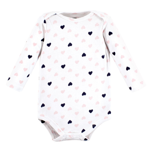 Hudson Baby Cotton Long-Sleeve Bodysuits, Girl Daddy Pink Navy 3-Pack