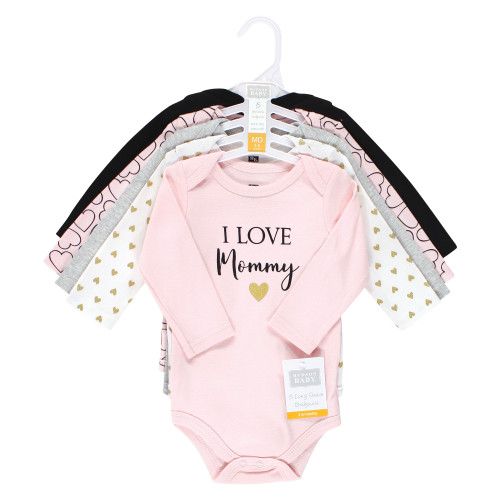 Hudson Baby Cotton Long-Sleeve Bodysuits, Girl Mommy 5-Pack