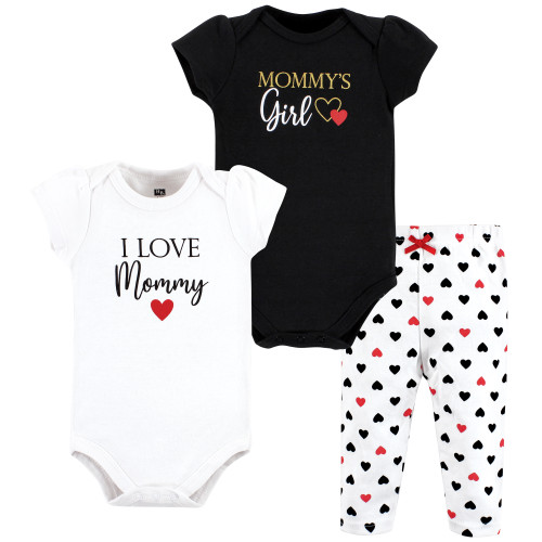 Hudson Baby Infant Girl Cotton Bodysuit and Pant Set, Girl Mommy Red Black