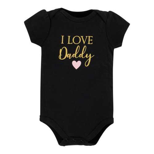 Hudson Baby Cotton Bodysuit, Pant and Shoe Set, Girl Daddy