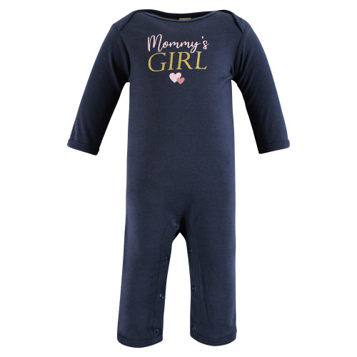 Hudson Baby Cotton Coveralls, Girl Mommy Pink Navy
