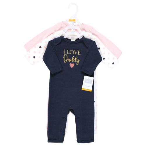 Hudson Baby Cotton Coveralls, Girl Daddy Pink Navy