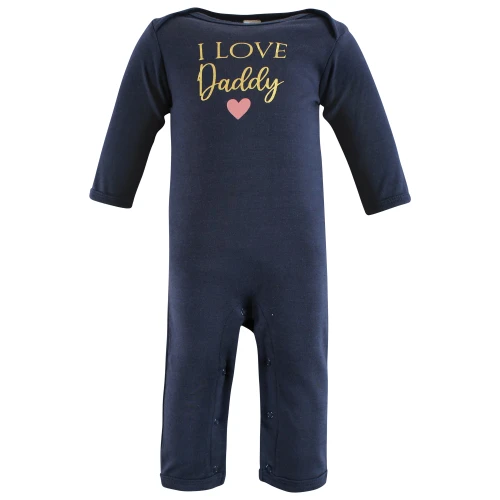 Hudson Baby Cotton Coveralls, Girl Daddy Pink Navy