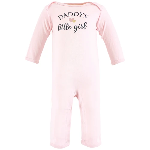Hudson Baby Cotton Coveralls, Girl Daddy Pink Navy