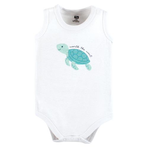Hudson Baby Cotton Sleeveless Bodysuits, Sea Turtle