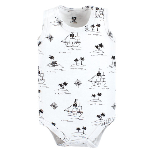 Hudson Baby Cotton Sleeveless Bodysuits, Pirate Shark
