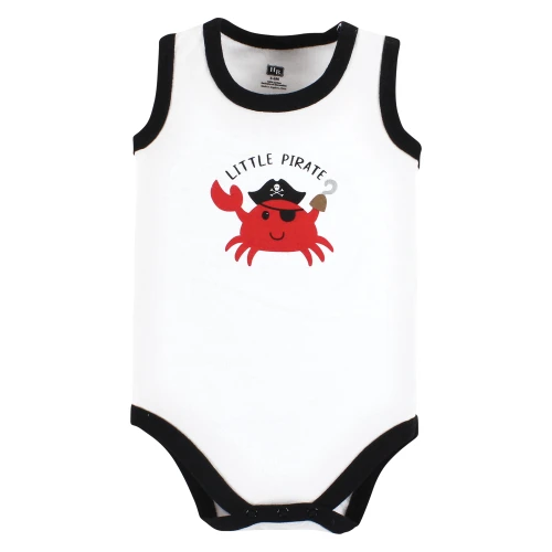 Hudson Baby Cotton Sleeveless Bodysuits, Pirate Shark