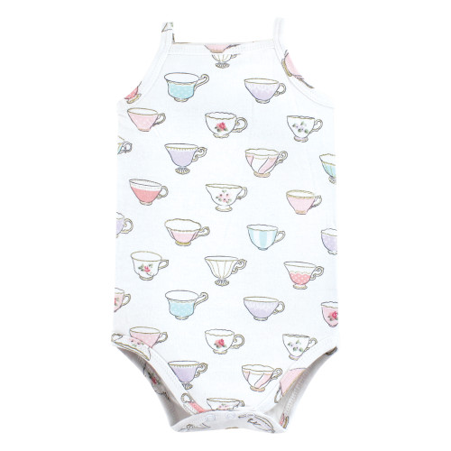 Hudson Baby Cotton Sleeveless Bodysuits, Tea Party