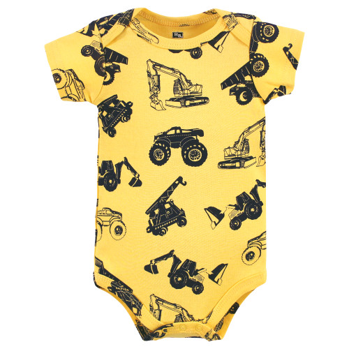 Hudson Baby Cotton Bodysuits, Construction Trucks