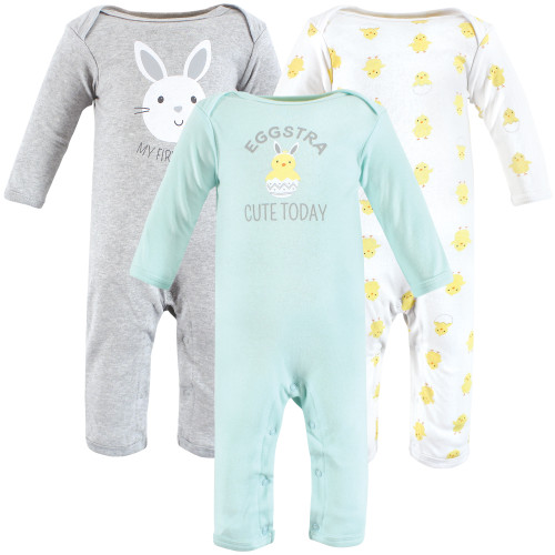 Hudson Baby Cotton Coveralls, Eggstra Cute