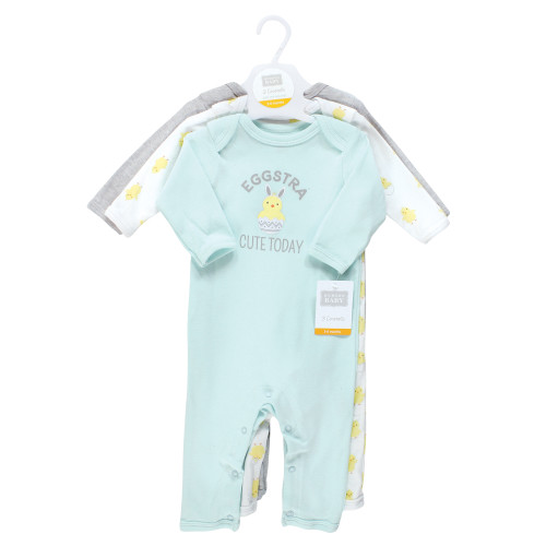 Hudson Baby Cotton Coveralls, Eggstra Cute